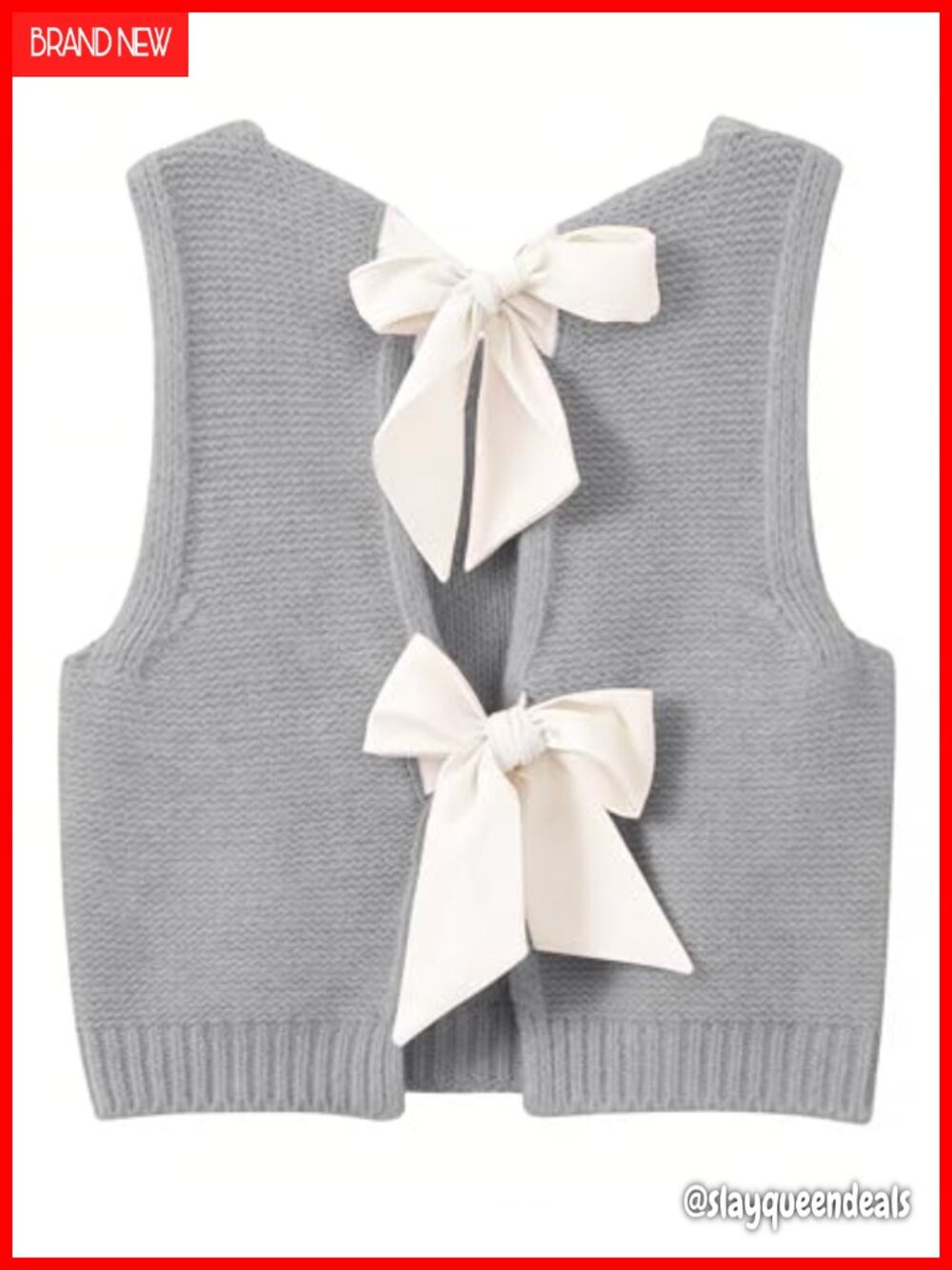 Womens Sleeveless Bow Tie Back Knit Sweater Vest Top Summer Casual